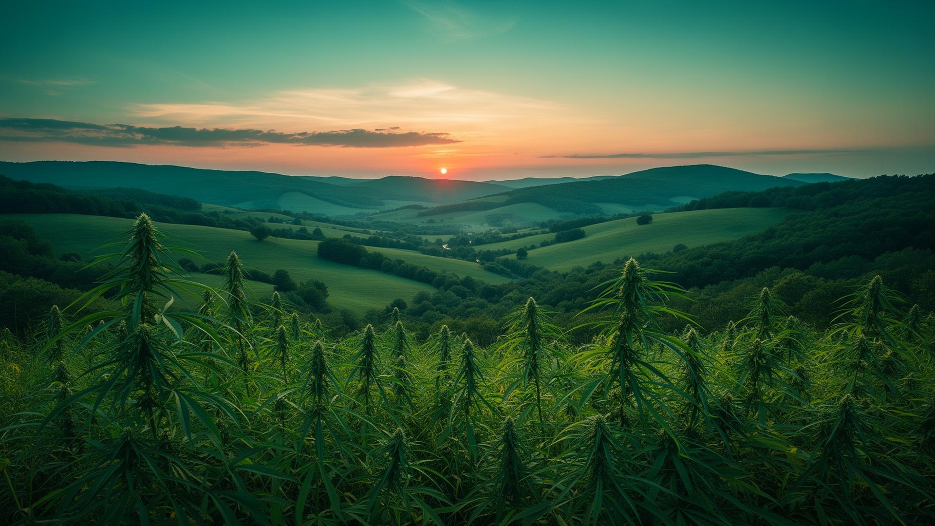 Cannabis valley landscape with natural freedom scenery